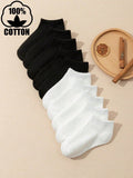 10 Pairs Set Kids Cotton White & Black Socks