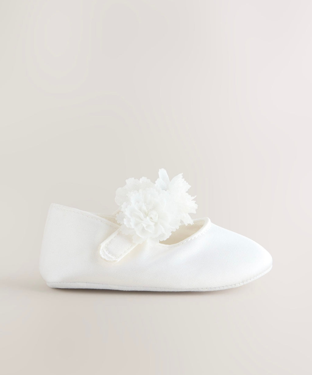 White Satin Baby Corsage Shoes