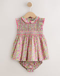 Pink Floral Woven Baby Dress and Knickers Set 2 Piece