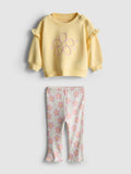 Floral Ruffle Sweatshirt and Flare Leggings Set (immediate)