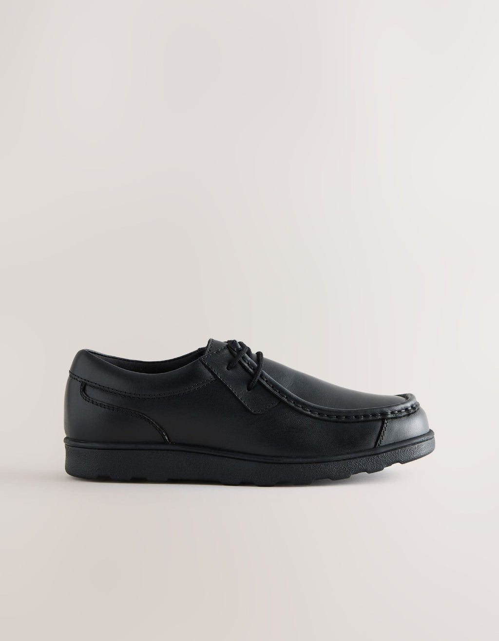 Black Standard Fit (F) Leather Lace Up Loafer School Shoes