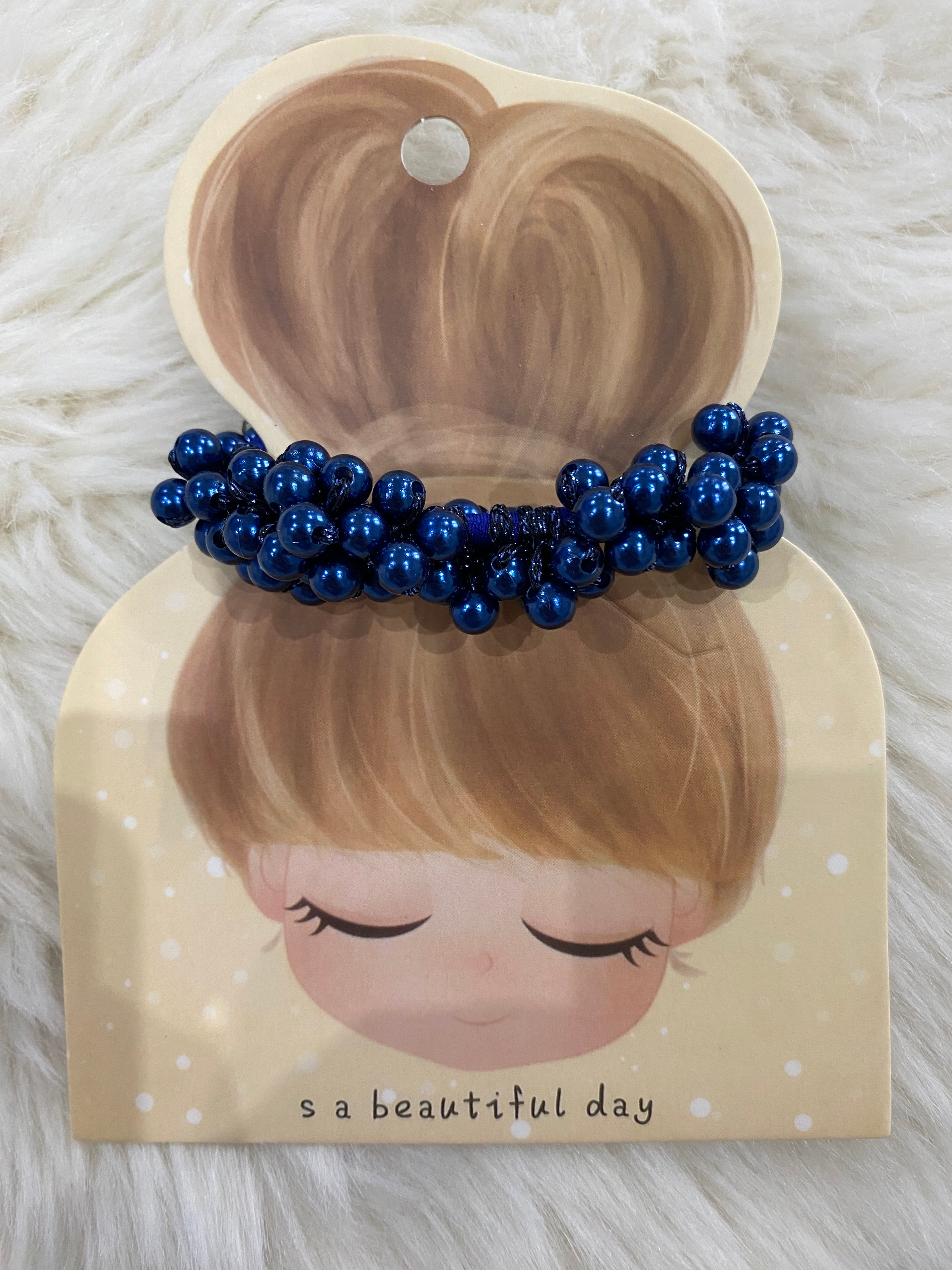 Faux pearl hair tie