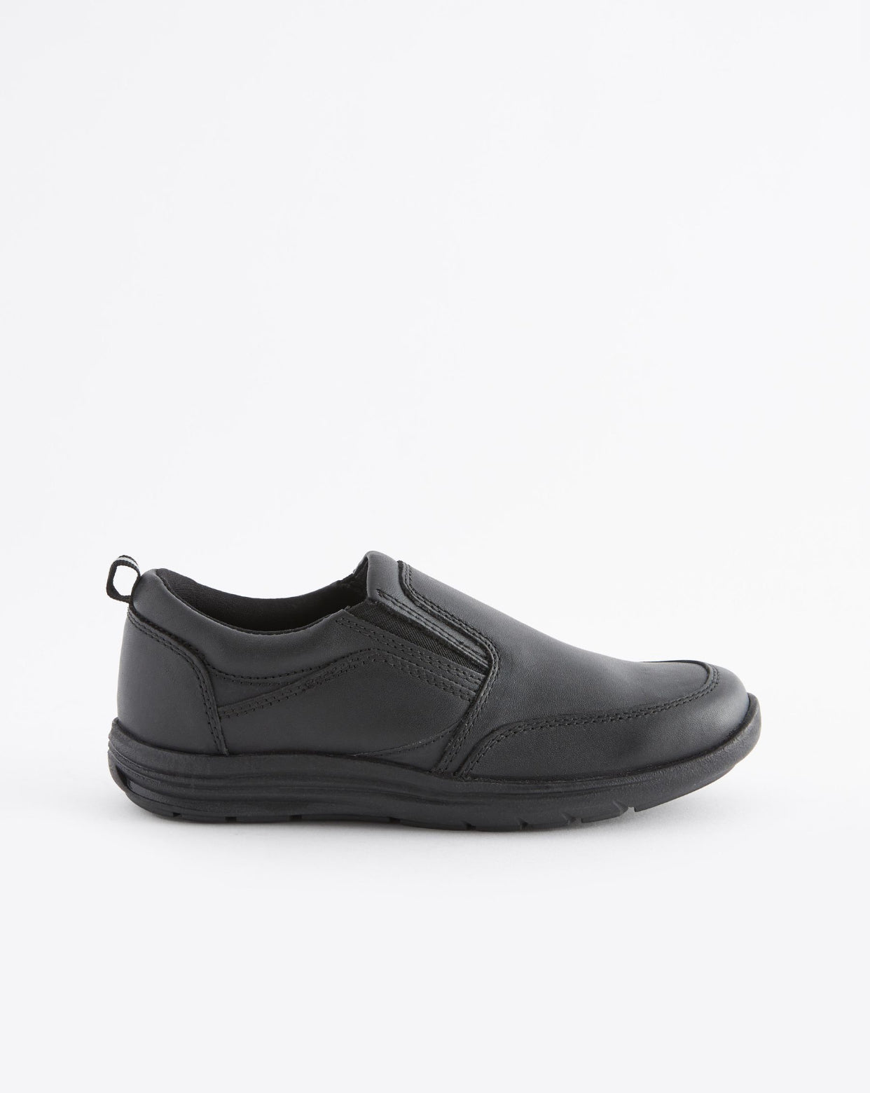 Black Standard Fit (F) School Leather Loafers