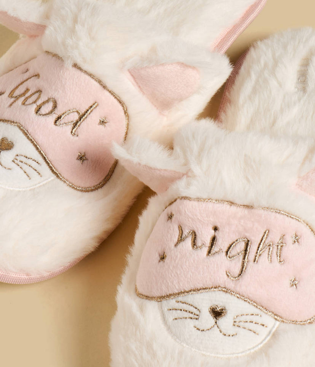 Cat Embroidered Bedroom Mules