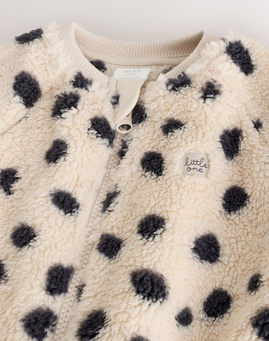 Black/White Dalmation Fleece Two Way Zip Baby Sleepsuit