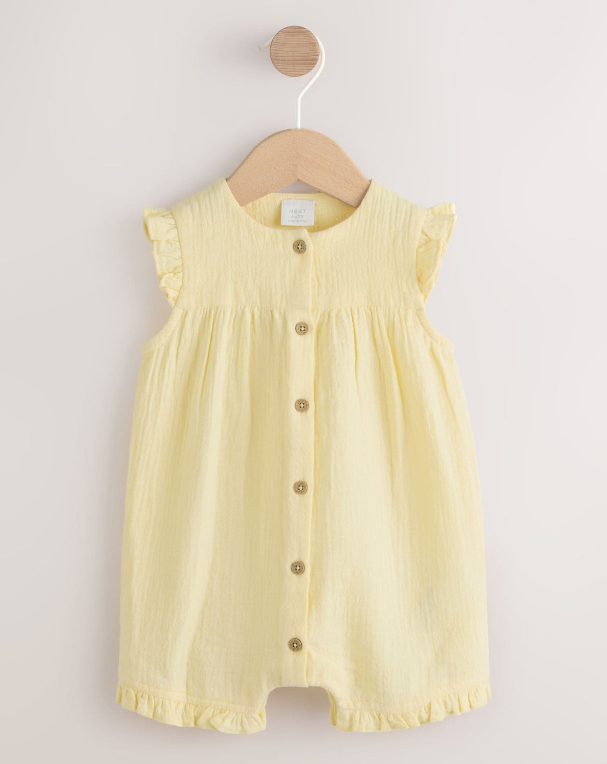 Yellow Baby Short Leg Muslin Romper