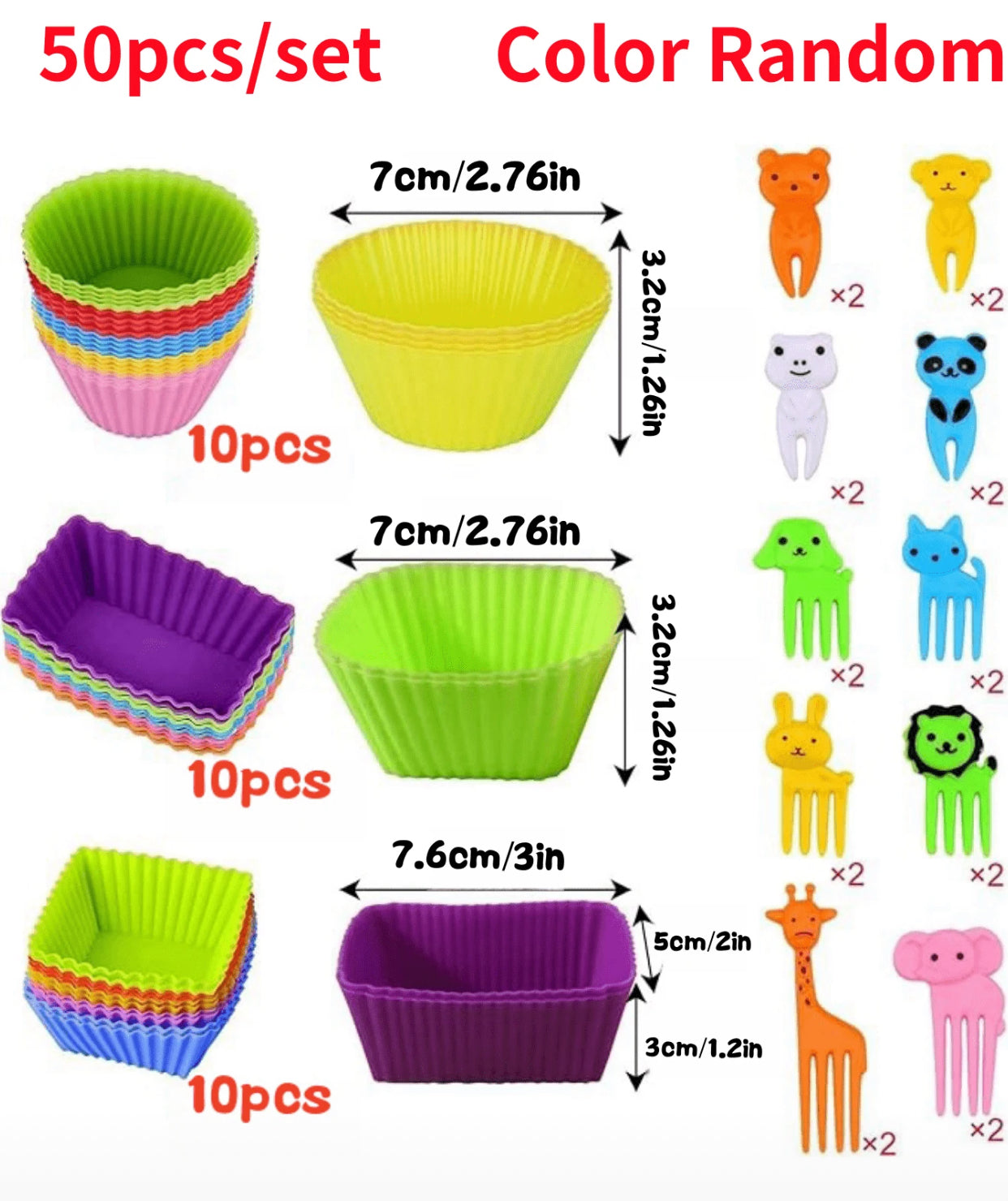 50pcs Silicone Bento Box Divider Plates (immediate)