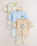 Blue/Green/Grey Tennis Club Short Pyjamas 3 Pack