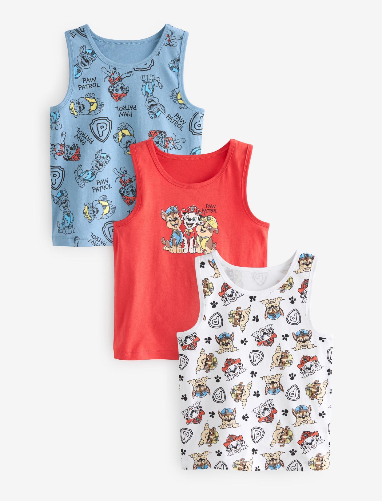 Paw Patrol 100% Cotton Vests 3 Pack