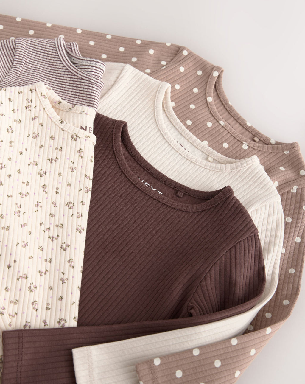 Neutral Long Sleeve Ribbed Tops 5 Pack