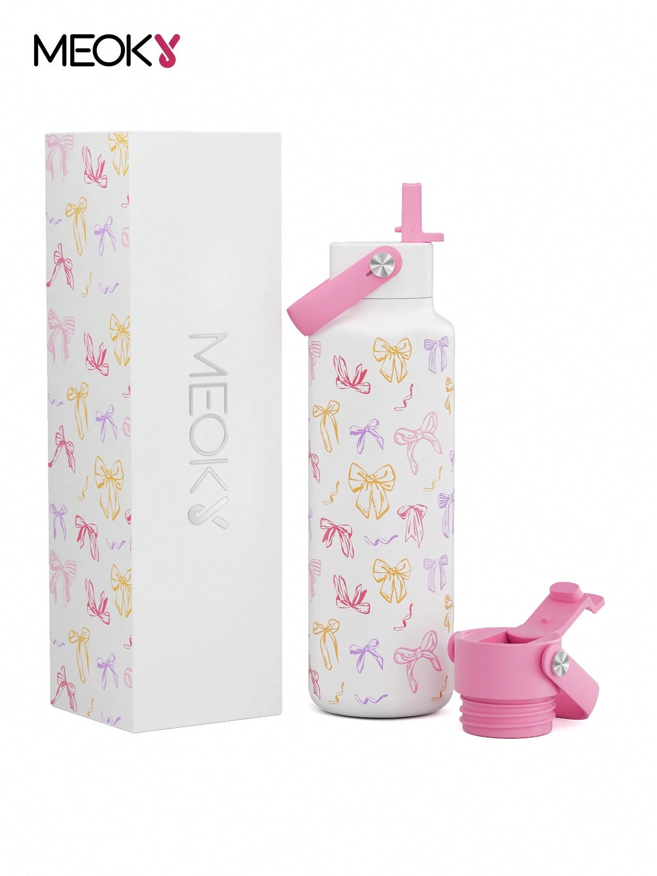 Meoky 530 ml Insulated Tumbler With 2 Spout Lid And Straw