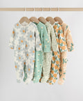 Sage Green Floral Baby Sleepsuits 5 Pack