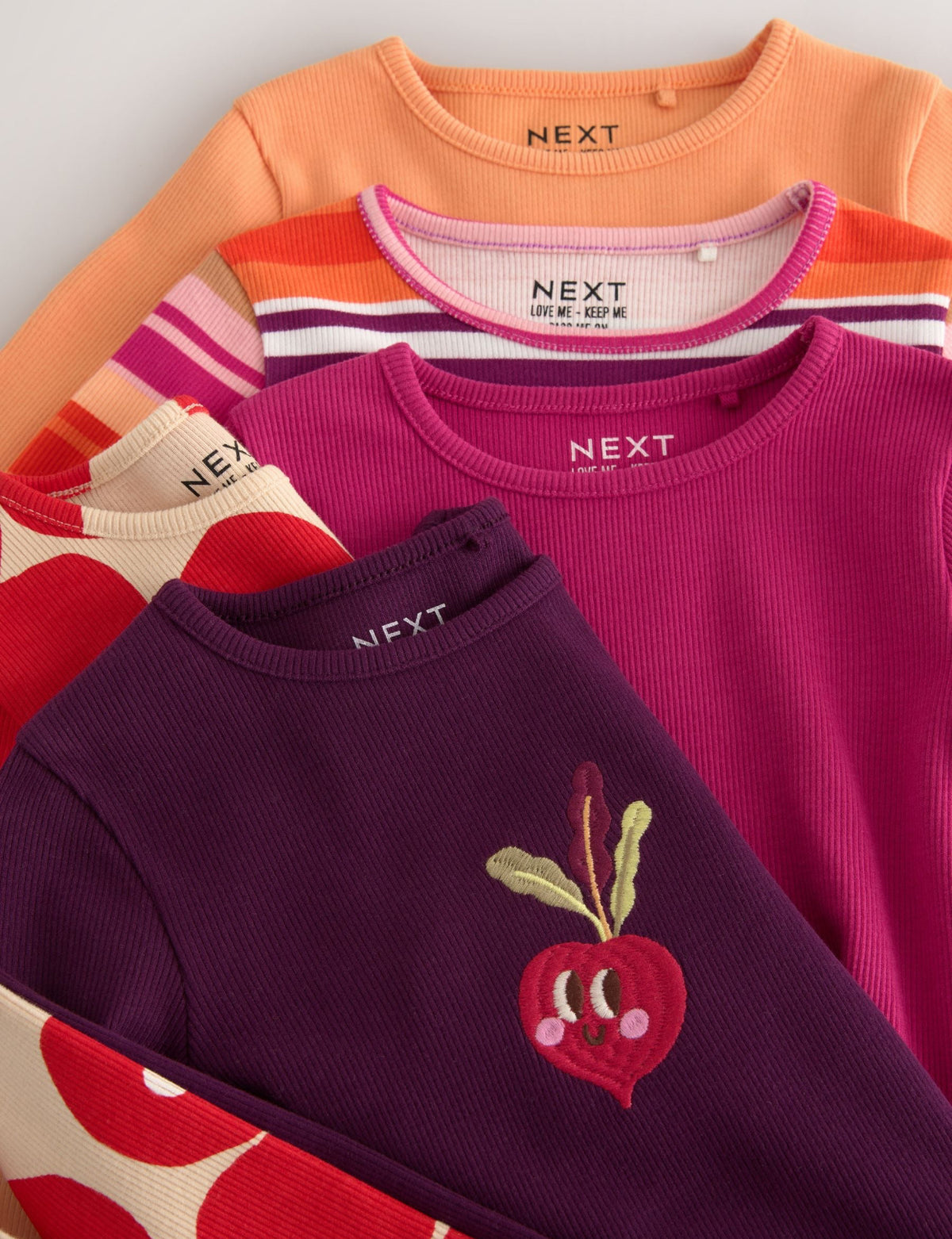 Burgundy Long Sleeve Ribbed Tops 5 Pack