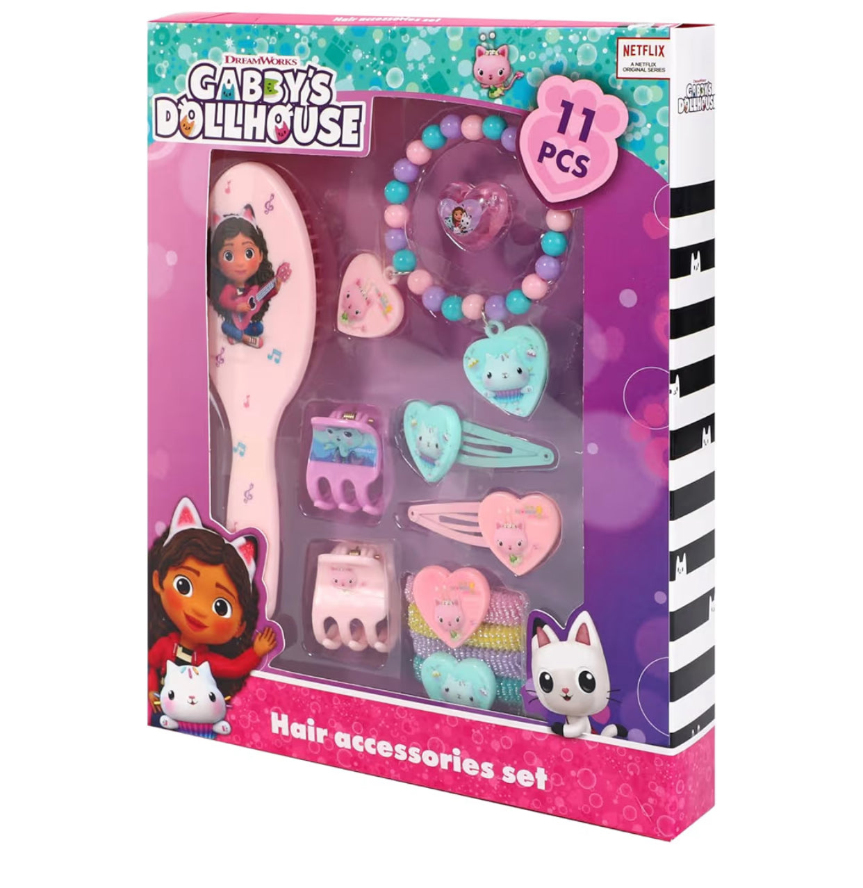 Gabby's Dollhouse 11pcs Girls Kids Hair Accessories Clips Comb Bands and Beauty Set