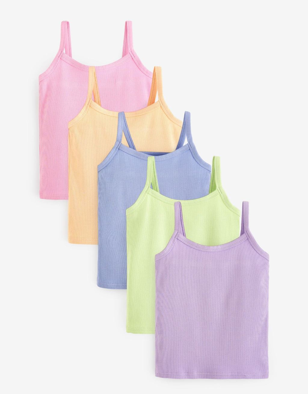 Multi Pastel Rib Cami Vest 5 Pack