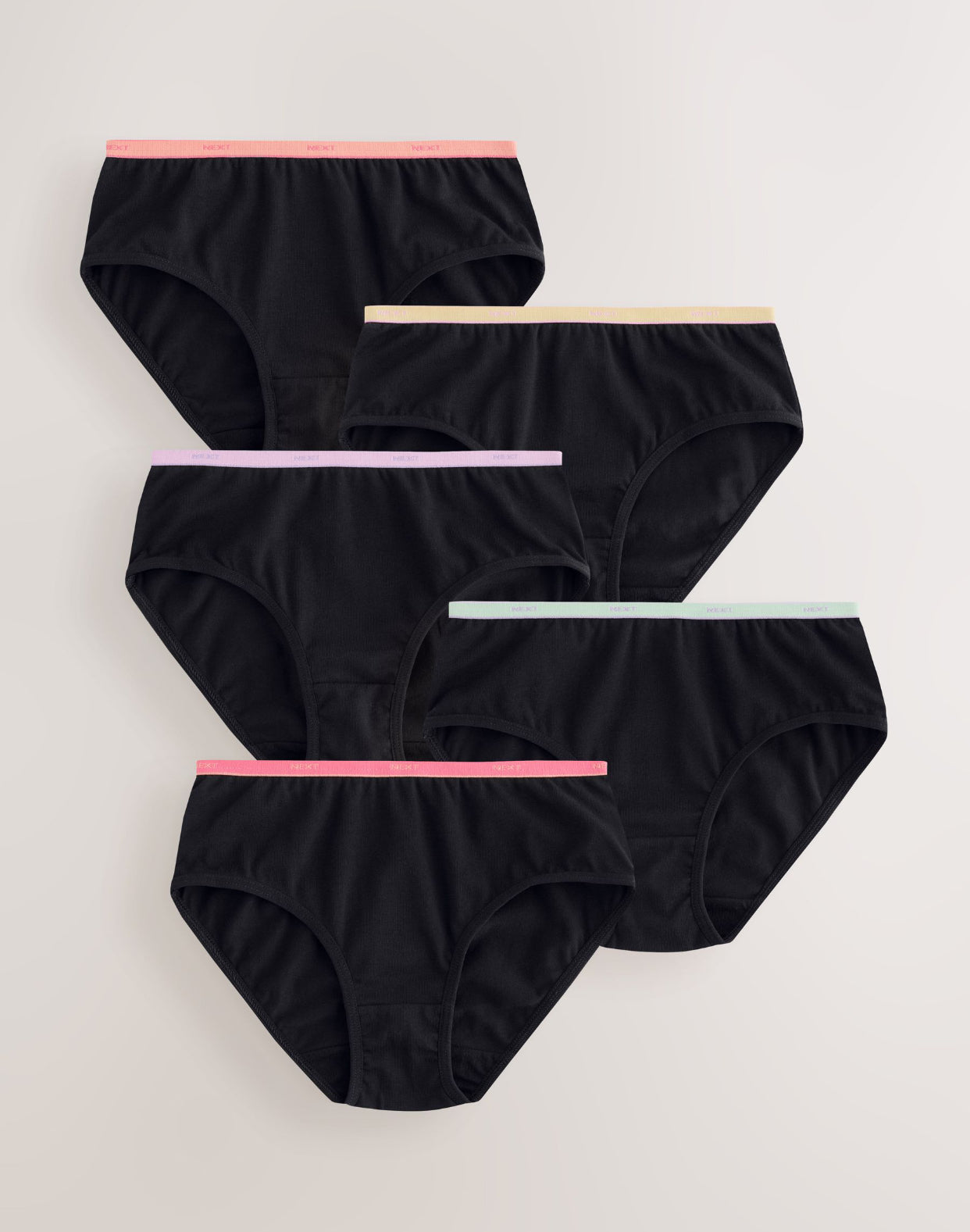 Black/ Bright Waistband Briefs 5 Pack
