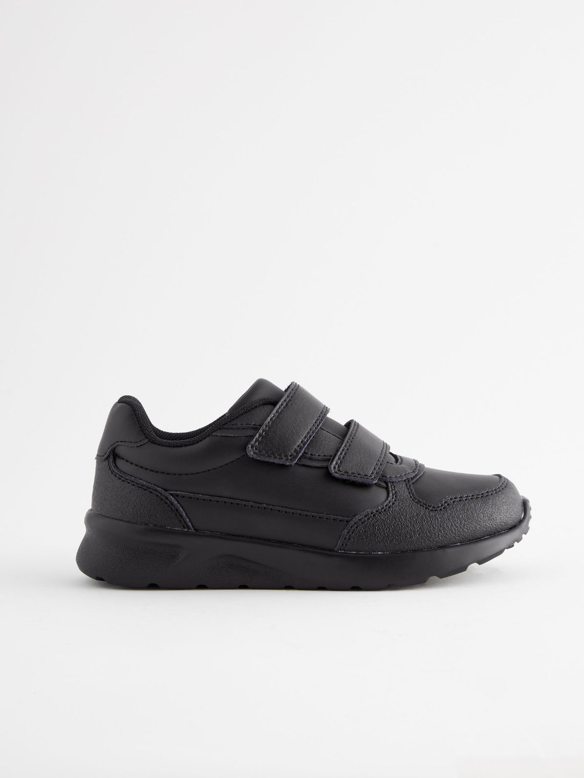 Black Standard Fit (F) Touch Fastening Leather School Shoes