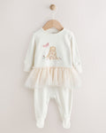 Ecru Bunny Tutu Baby Sleepsuit