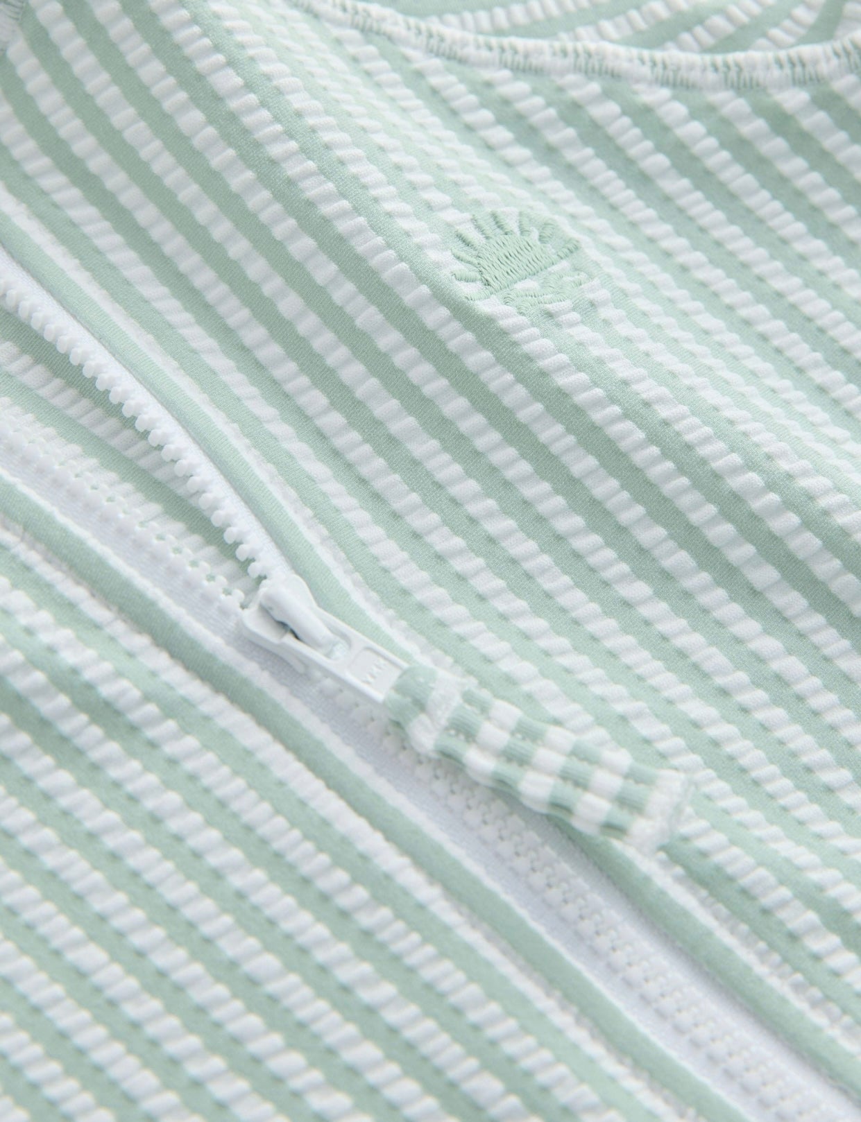 Mint Green Striped Sunsafe Swimsuit and Hat Set