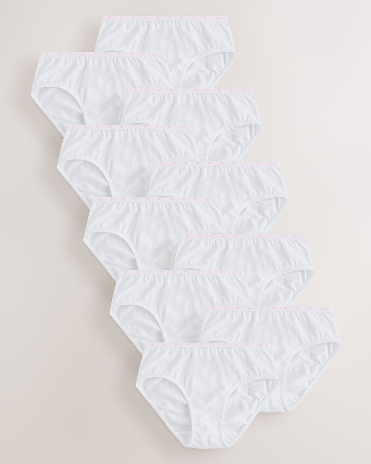 White Heart Elastic Briefs 10 Pack