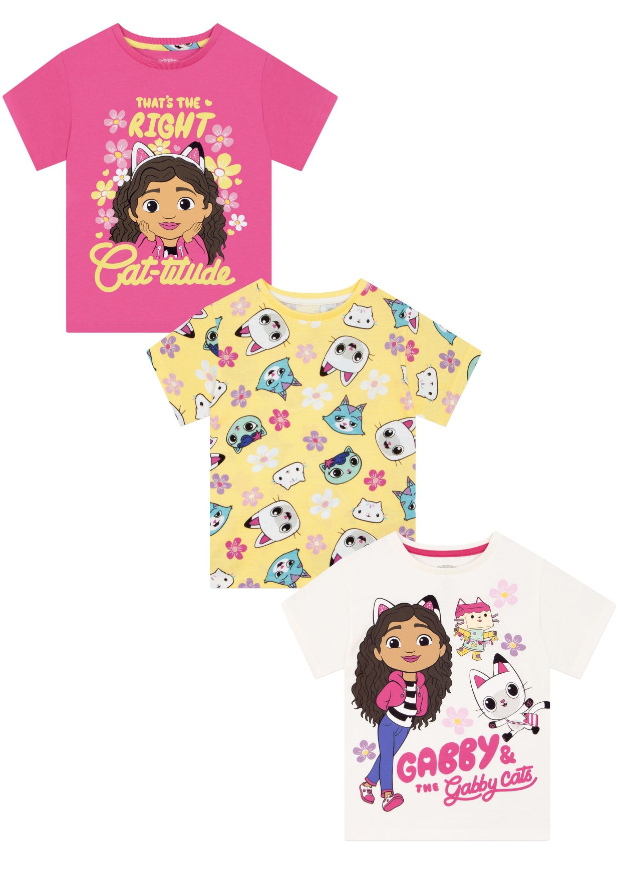 Character Pink Gabby's Dollhouse 3 Pack T-Shirts