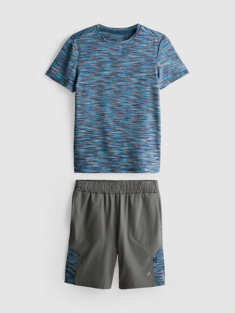 An activewear tee and shorts clothing set