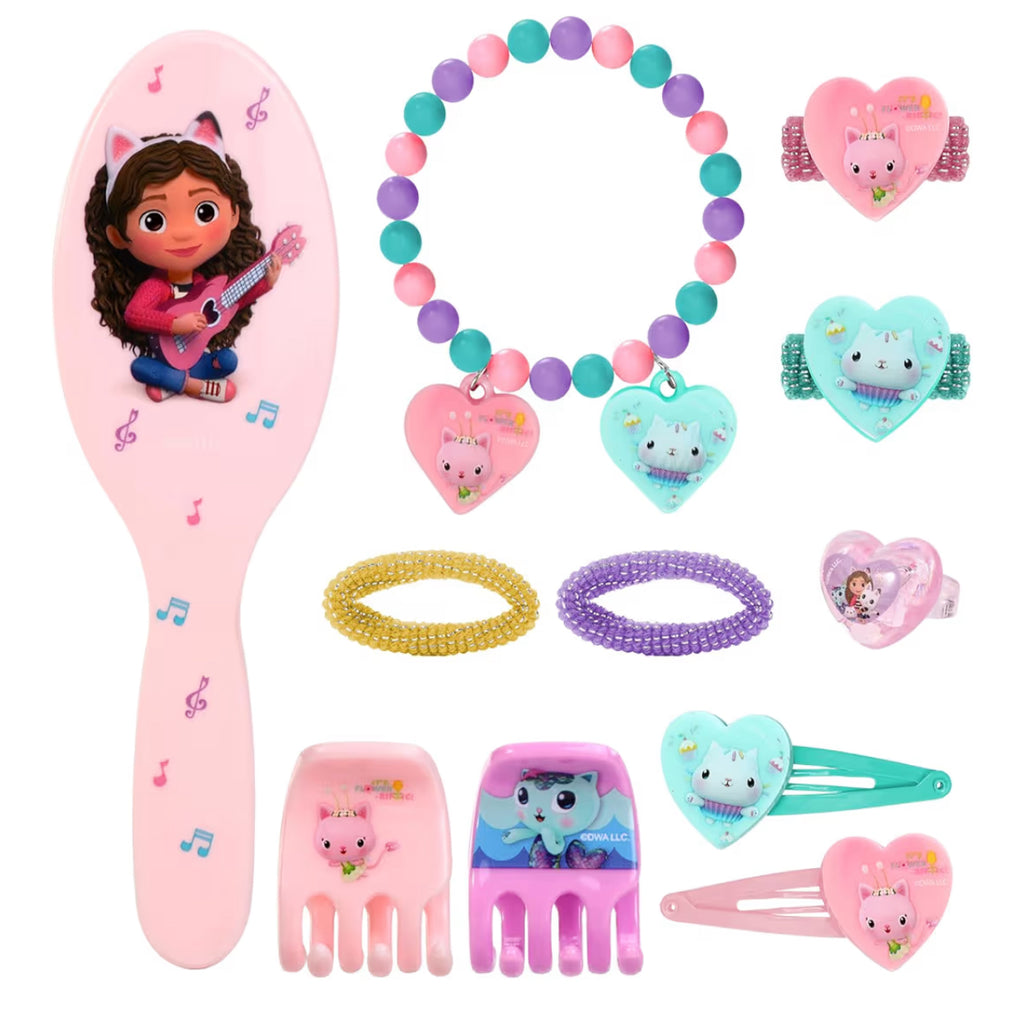 Gabby's Dollhouse 11pcs Girls Kids Hair Accessories Clips Comb Bands and Beauty Set