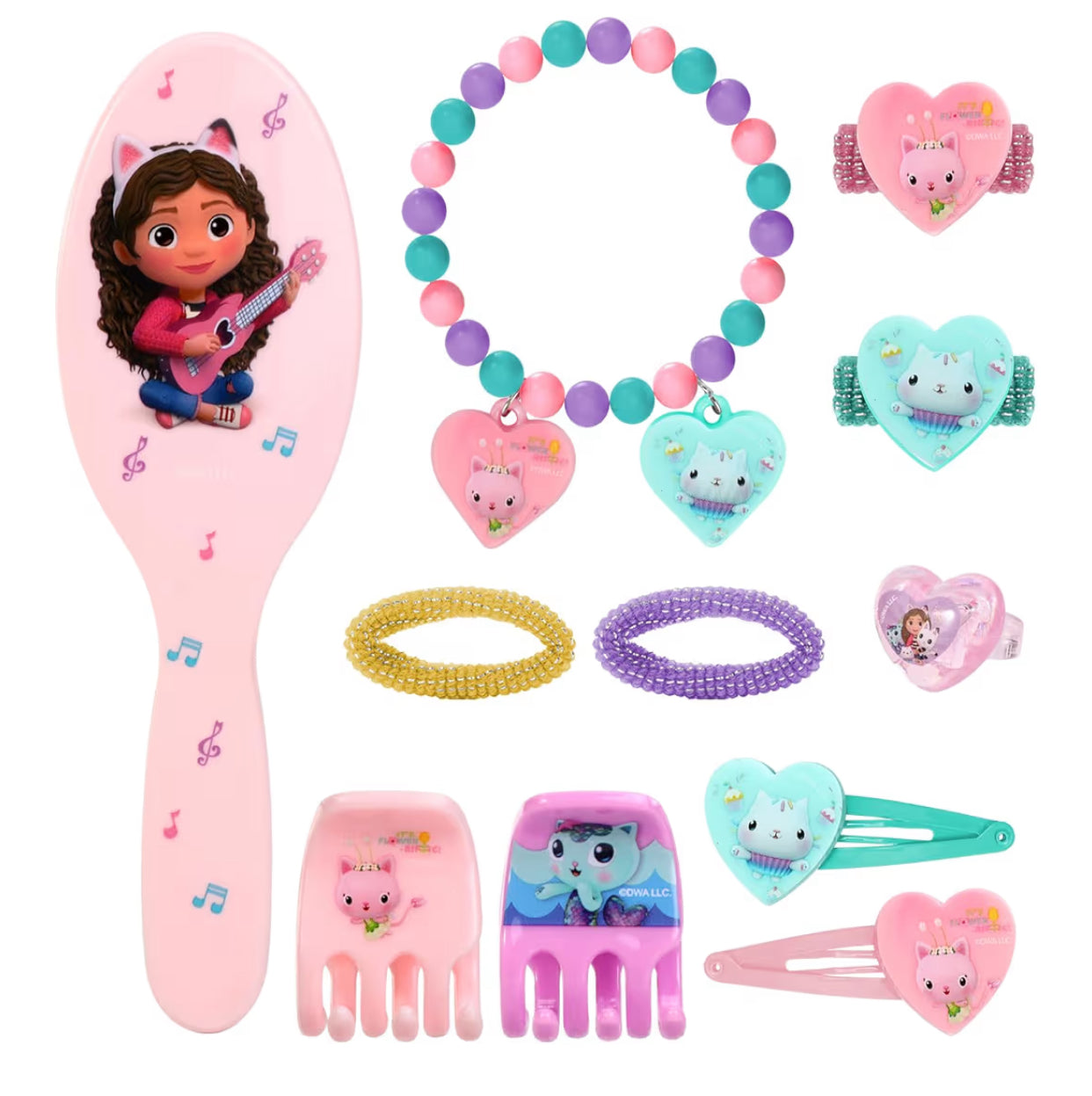 Gabby's Dollhouse 11pcs Girls Kids Hair Accessories Clips Comb Bands and Beauty Set