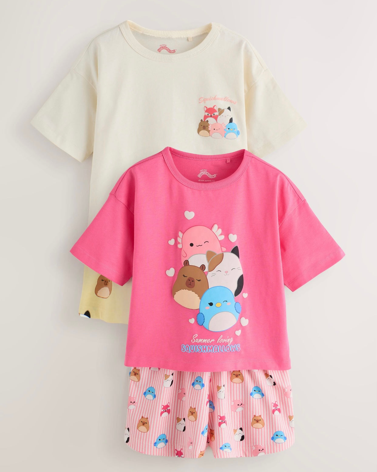 Pink/Yellow Yellow/ Pink Squishmallow Short Pyjamas 2 Pack