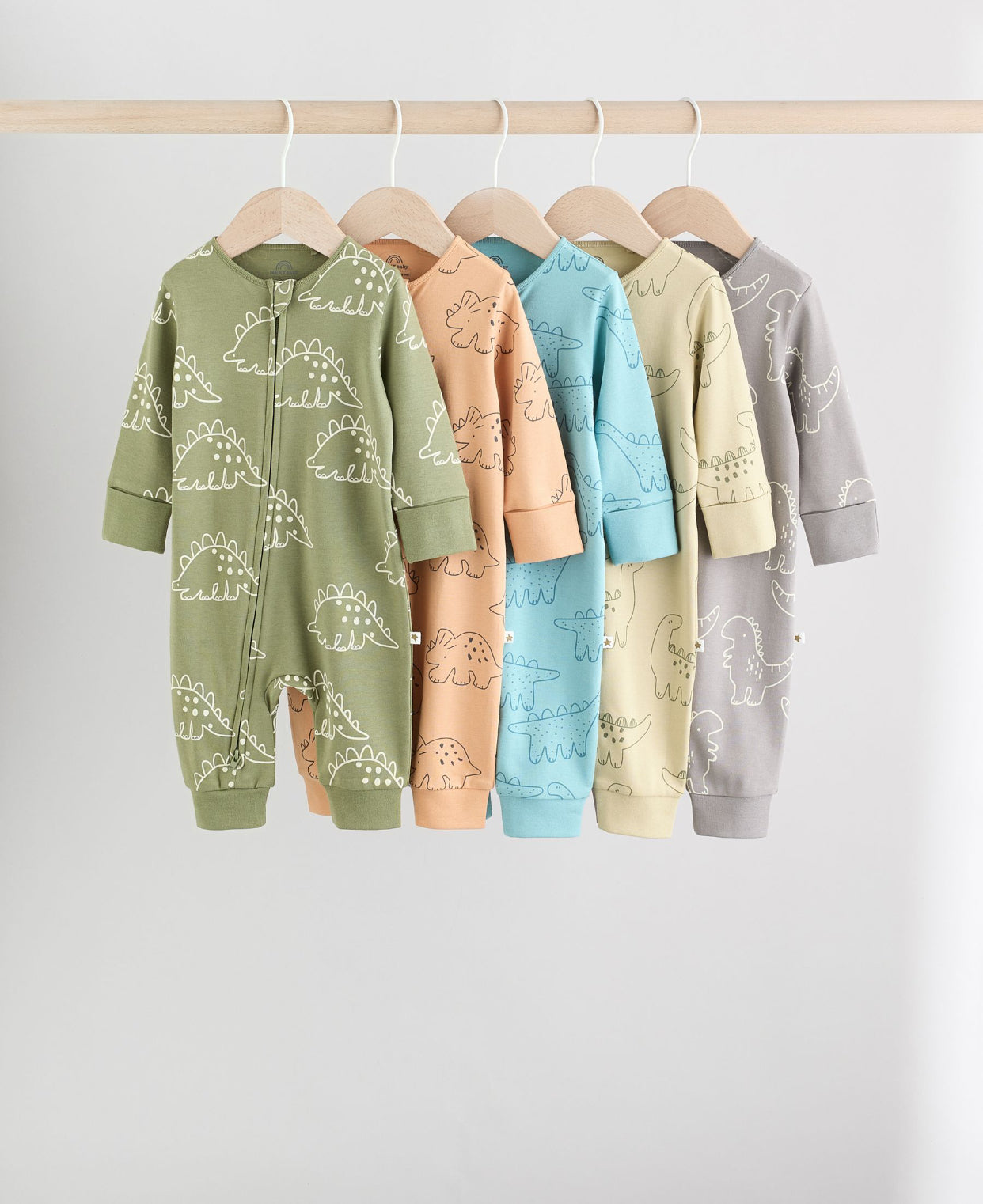 Multi Dino Two Way Zip Baby Sleepsuits
