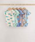 Multi Short Sleeve Baby Bodysuits 5 Pack
