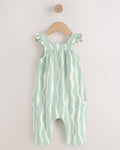 Sage Green Stripe Baby Long Leg Jersey Romper
