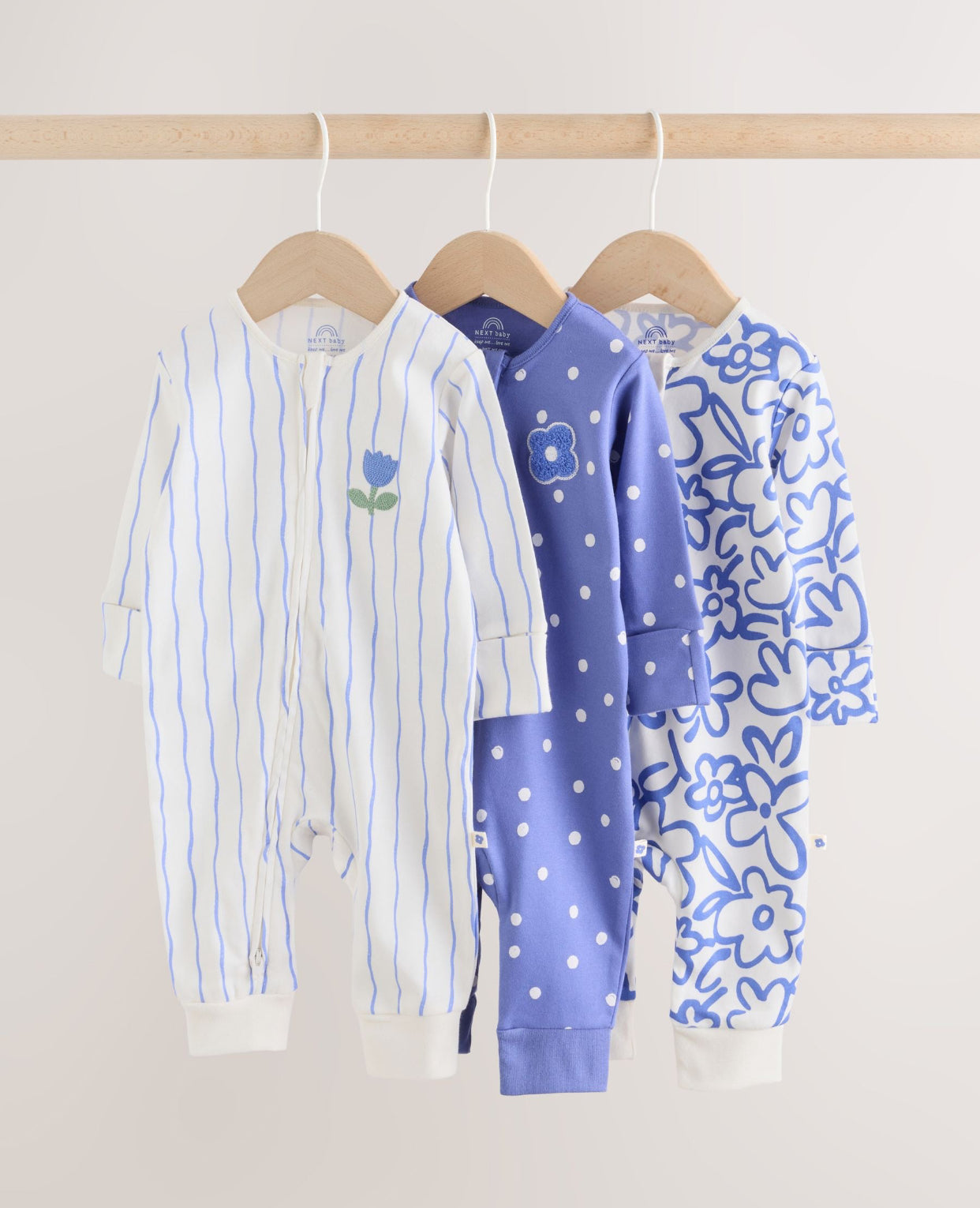 Blue Baby Sleepsuits 3 Pack