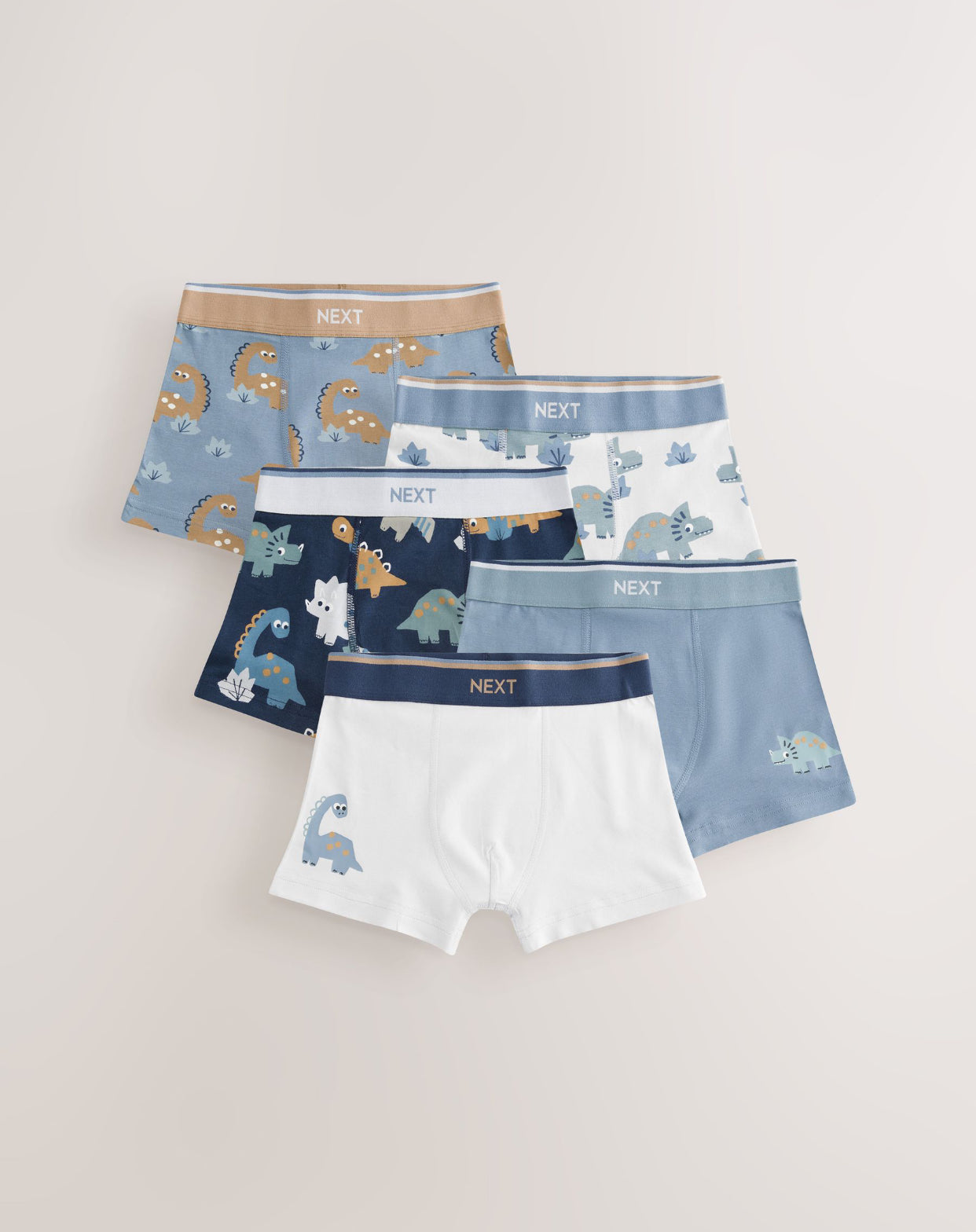 Blue/Brown Dino Trunks 5 Pack