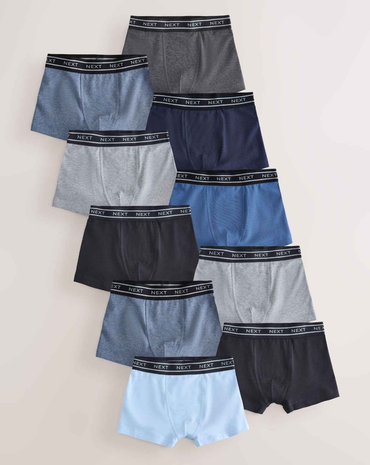Blue with Double Stripe Waistband Trunks 10 Pack