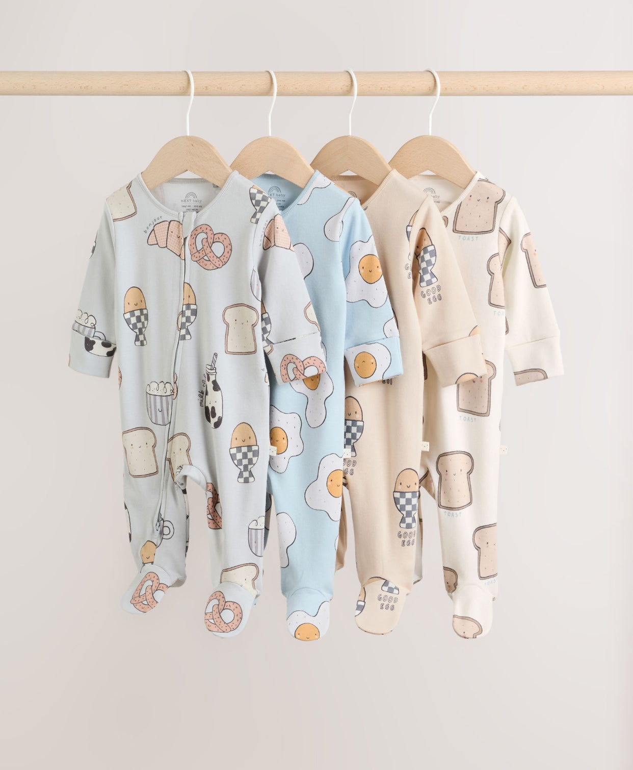 Minerals 4 Pack Two Way Zip Baby Sleepsuits