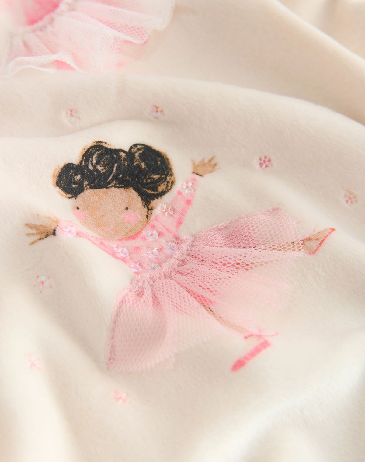 Ecru/Pink Ballerina Fleece Cosy Pyjamas