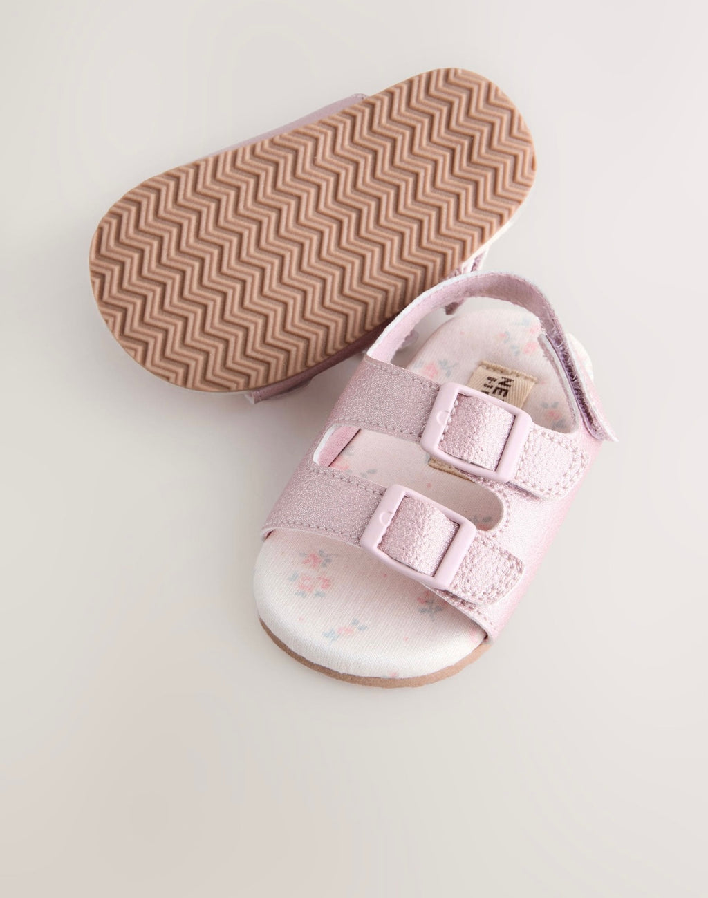 Pink Shimmer Touch and Fasten Baby Sandals