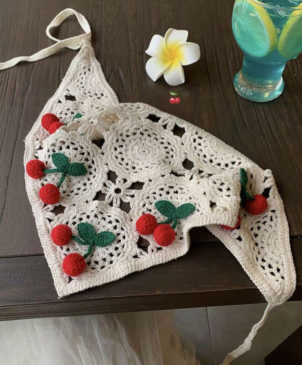 1pc Cherry Knitted Triangle Scarf Headband
