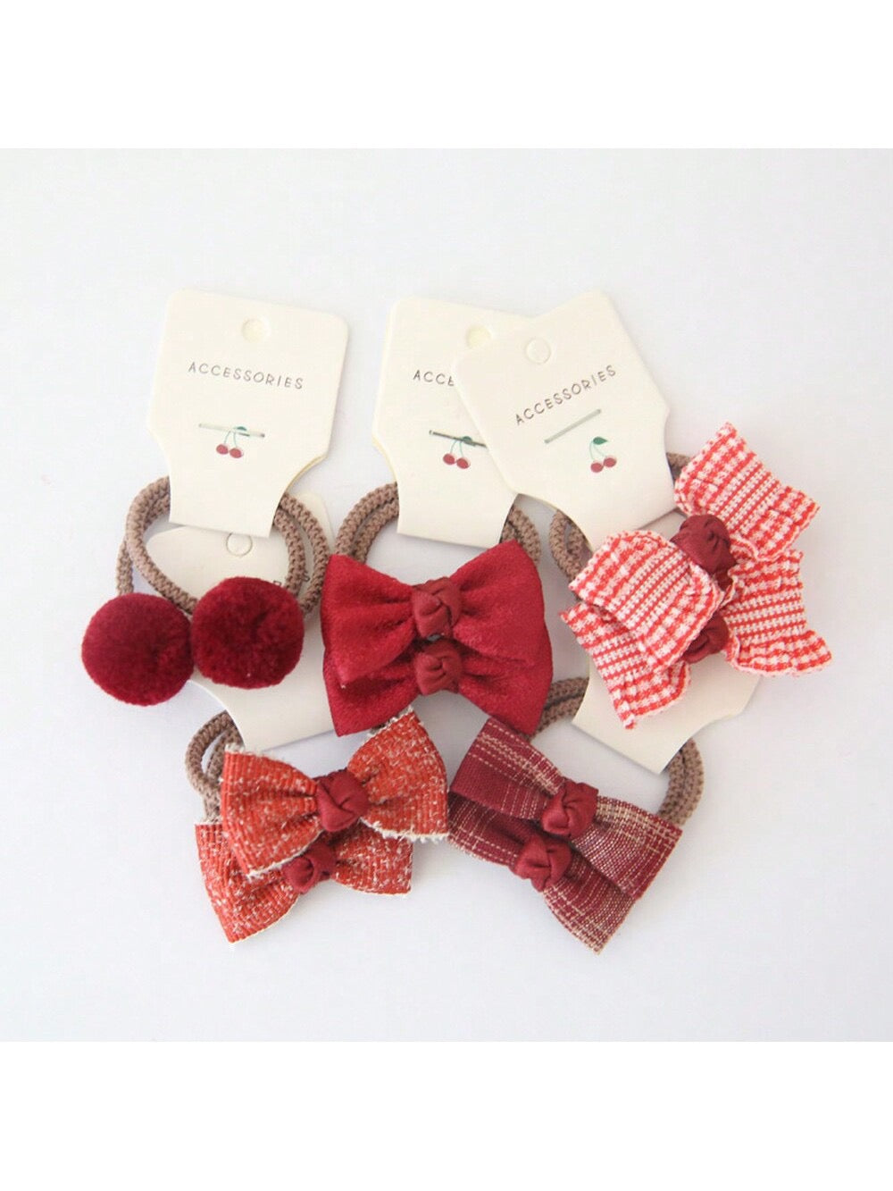 10pcs red bowknot elastic hair ties