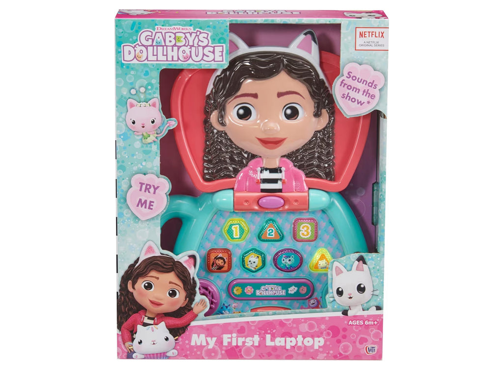 Gabby’s Dollhouse My First Laptop Plays Gabby’s Theme Tune | 14+ Fun Sounds & Phrases | Lights & Moving Eyes Feature | Learning & Role Play Toy
