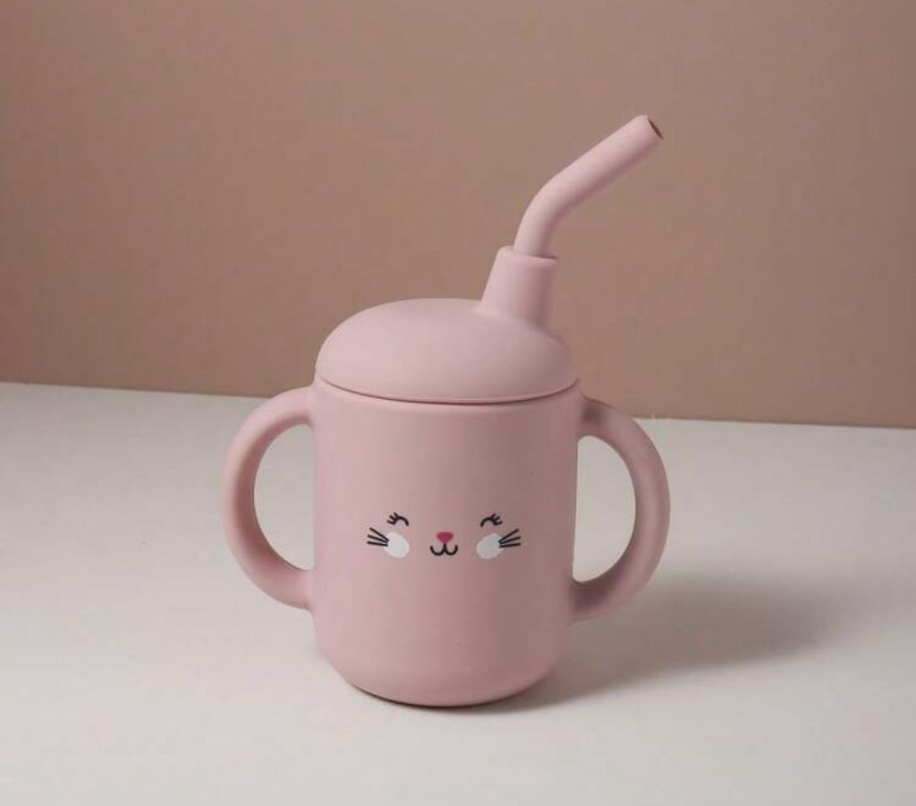 120ml Baby Silicone Drinking Cup, Anti-Drop Straw Training Cup For Toddlers (immediate)
