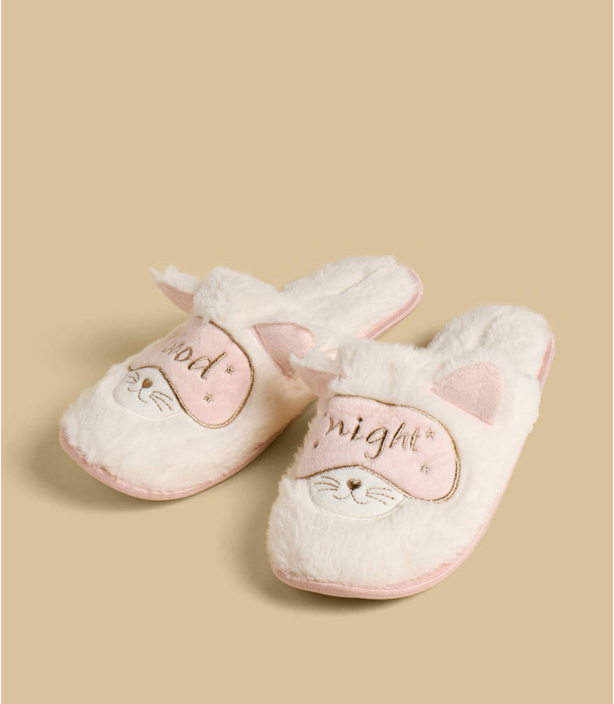 Cat Embroidered Bedroom Mules