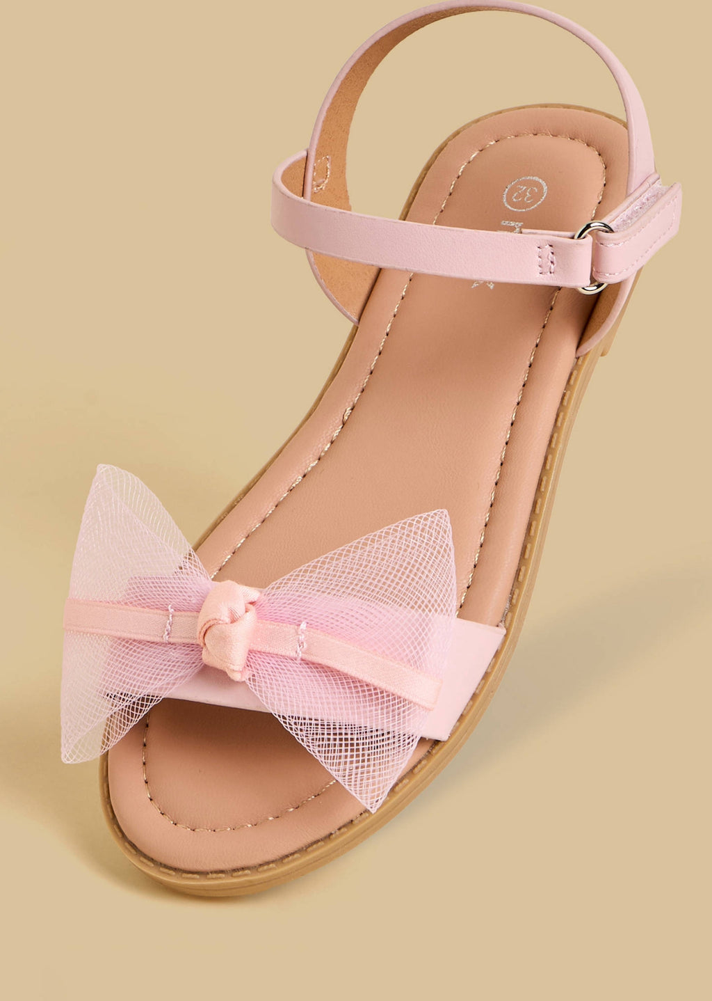 Bow Accent Sandals with Hook and Loop Closure