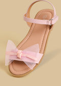Bow Accent Sandals with Hook and Loop Closure