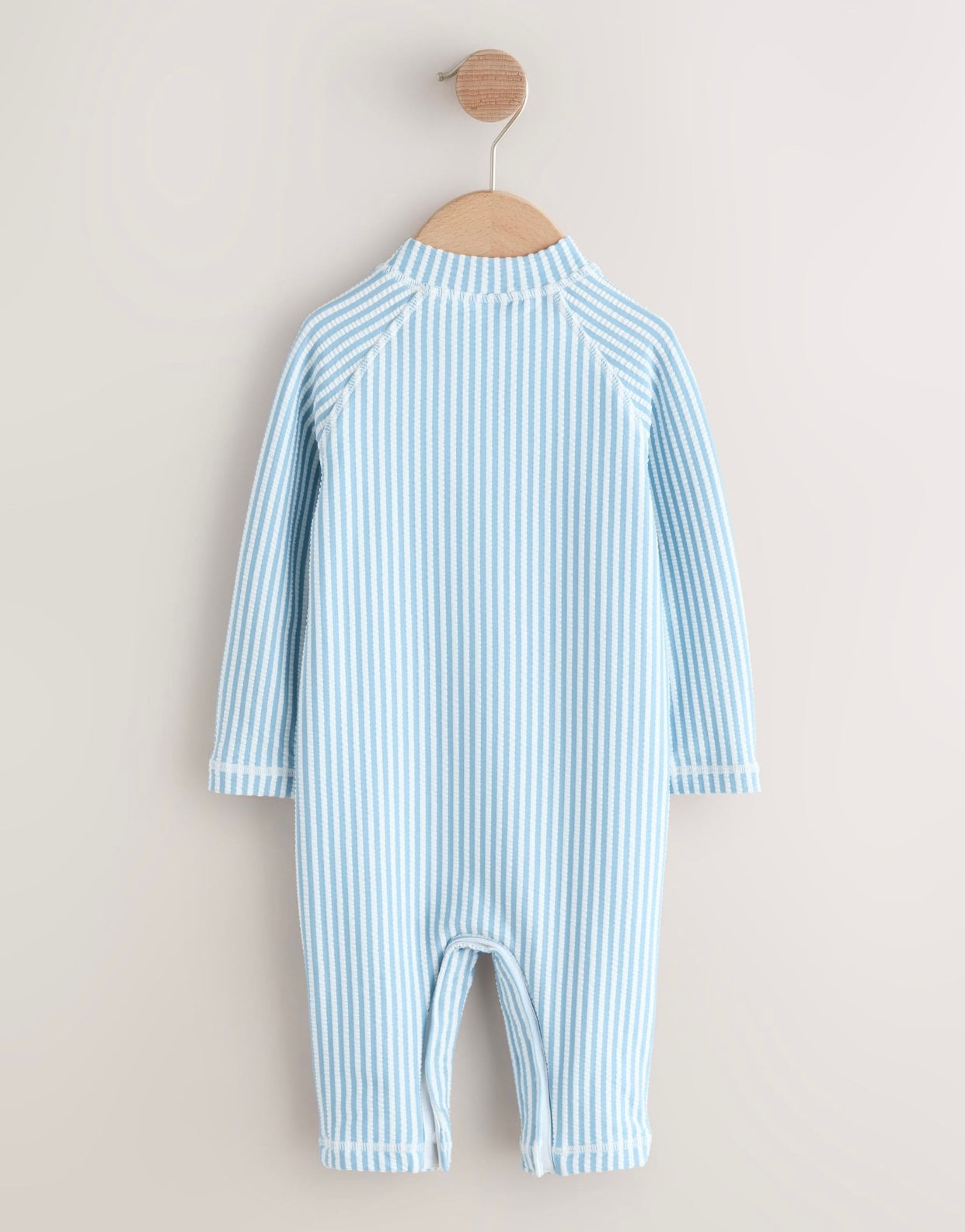 Light Blue Striped Sunsafe Swimsuit and
Hat Set
