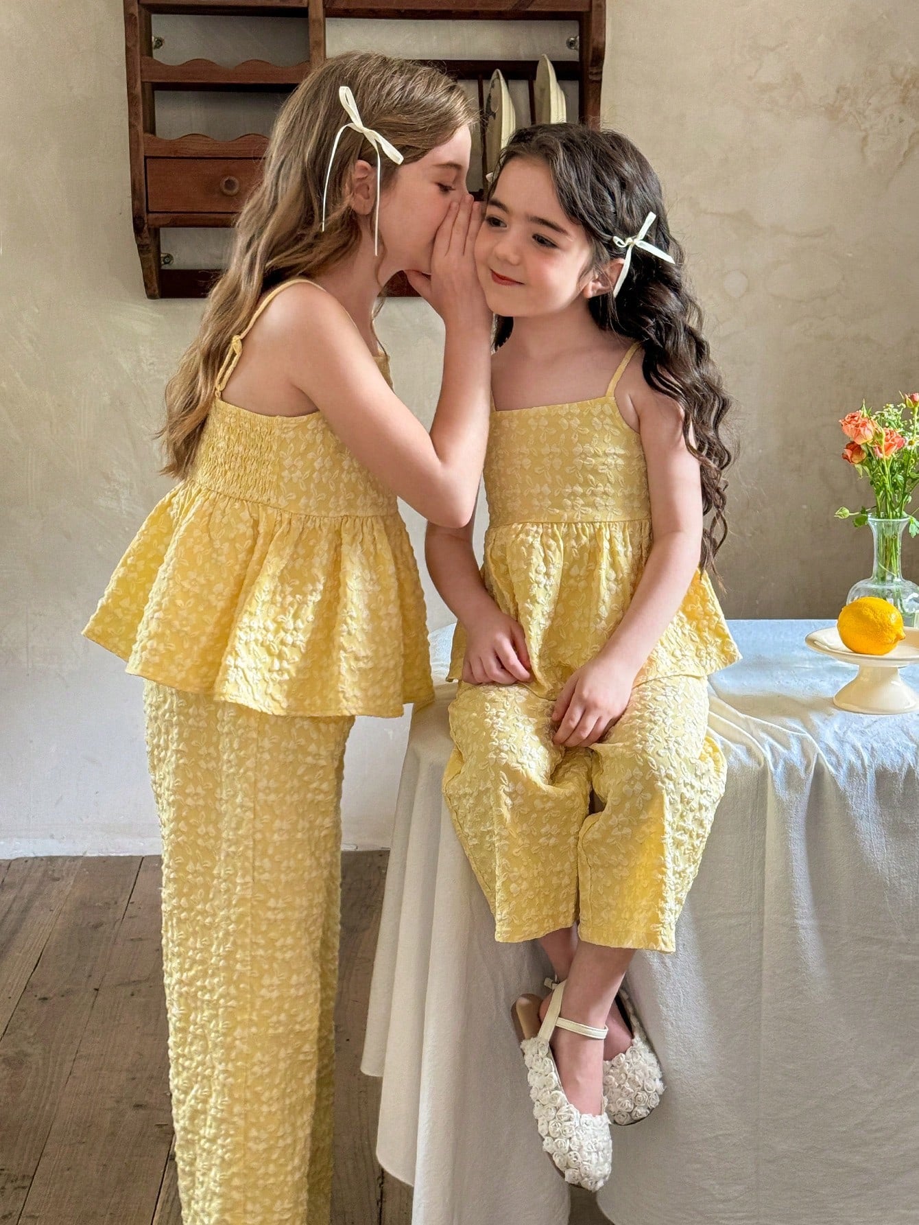 2pcs Young Girl Camisole Top And Long Pants Set