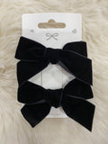 2pcs black velvet bow hair clips