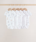 White Short Sleeve Baby Bodysuits 5 Pack