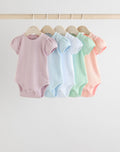 Pastels 5 Pack Short Sleeve Pointelle Baby Bodysuits